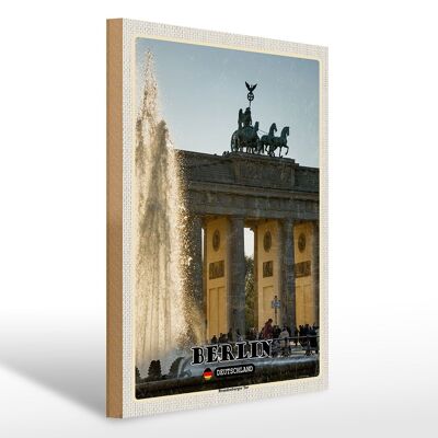 Cartello in legno città Berlino Architettura della Porta di Brandeburgo 30x40 cm