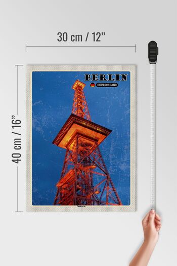Panneau en bois villes Berlin tour radio Allemagne 30x40cm 4