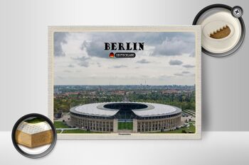 Panneau en bois villes Stade olympique de Berlin Allemagne 40x30cm 2