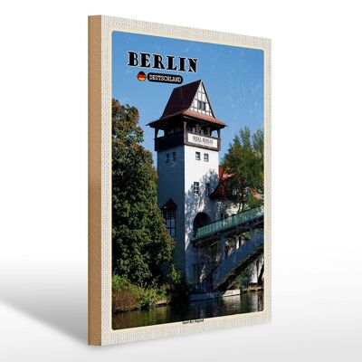 Cartel de madera ciudades Berlín Isla de los Viajes de la Juventud 30x40cm