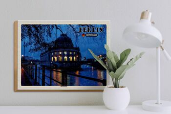 Panneau en bois villes Berlin Île aux Musées Soirée Nocturne 40x30cm 3