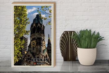 Panneau en bois villes Berlin Memorial Church Allemagne 30x40cm 3