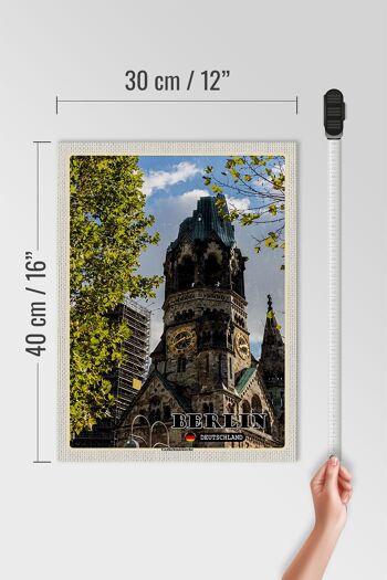 Panneau en bois villes Berlin Memorial Church Allemagne 30x40cm 4
