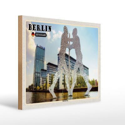 Cartello in legno città scultura Berlino 40x30 cm