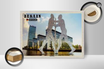 Panneau en bois villes Berlin sculpture 40x30cm 2