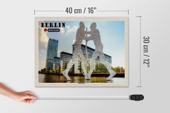 Panneau en bois villes Berlin sculpture 40x30cm 4