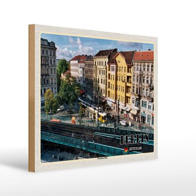 Cartel de madera ciudades Berlín Prenzlauer Berg Alemania 40x30cm