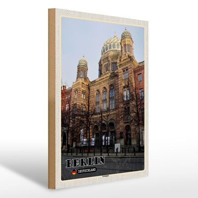 Cartel de madera ciudades Sinagoga de Berlín Alemania 30x40cm