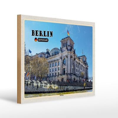 Cartel de madera ciudades Berlín Reichstag política arquitectura 40x30cm