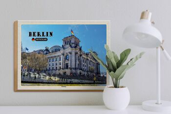 Panneau en bois villes Berlin Reichstag politique architecture 40x30cm 3
