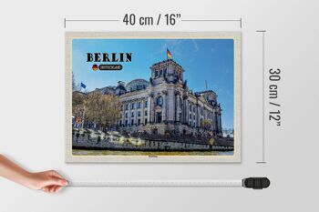 Panneau en bois villes Berlin Reichstag politique architecture 40x30cm 4