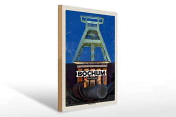 Panneau en bois villes Musée minier de Bochum Allemagne 30x40cm 1