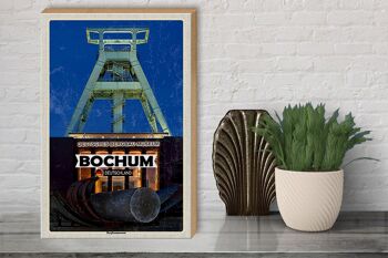 Panneau en bois villes Musée minier de Bochum Allemagne 30x40cm 3