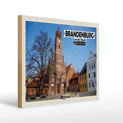 Cartel de madera ciudades del ayuntamiento de Brandenburg an der Havel 40x30cm