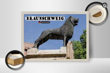 Panneau en bois villes château de Braunschweig architecture du lion 40x30cm 2