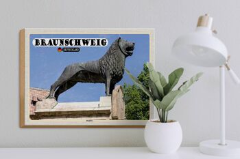 Panneau en bois villes château de Braunschweig architecture du lion 40x30cm 3