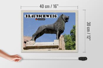 Panneau en bois villes château de Braunschweig architecture du lion 40x30cm 4