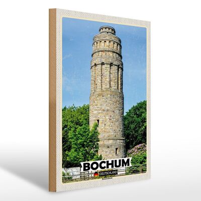 Letrero de madera ciudades Bochum Bismarck torre arquitectura 30x40cm