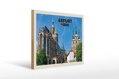 Holzschild Städte Erfurt Deutschland Dom Altstadt 40x30cm