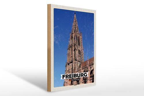 Holzschild Städte Freiburg Deutschland Münster Trip 30x40cm