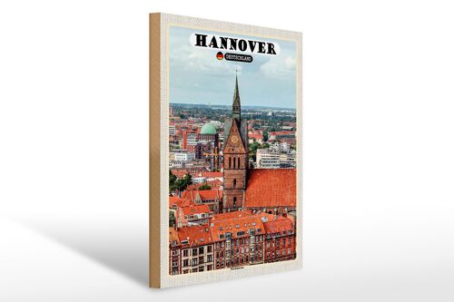 Holzschild Städte Hannover Marktkirche Altstadt 30x40cm