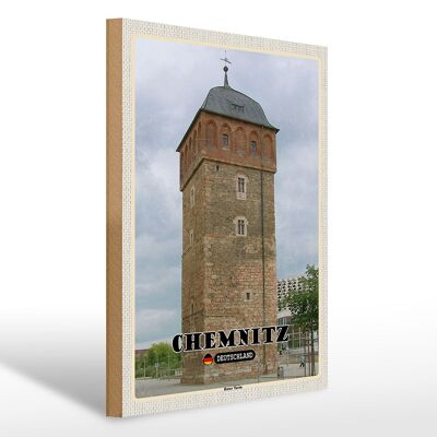 Holzschild Städte Chemnitz Deutschland Roter Turm 30x40cm