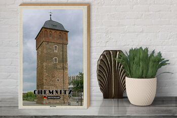 Panneau en bois villes Chemnitz Allemagne Tour Rouge 30x40cm 3