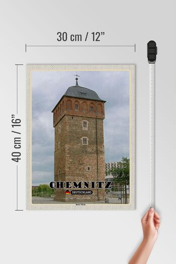 Panneau en bois villes Chemnitz Allemagne Tour Rouge 30x40cm 4