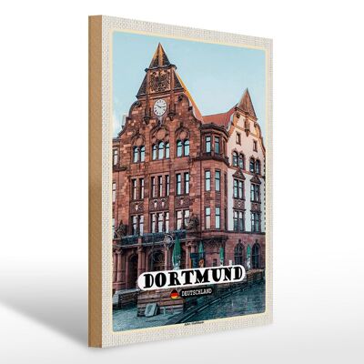 Cartello in legno città Dortmund casa del centro storico centro storico 30x40 cm