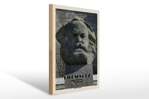 Holzschild Städte Chemnitz Karl-Marx-Monument 30x40cm