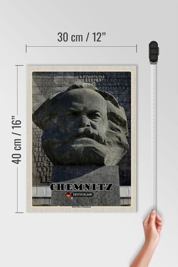 Panneau en bois villes Chemnitz Karl Marx Monument 30x40cm 4