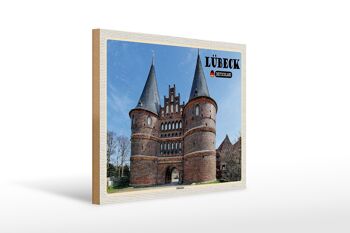 Panneau en bois villes Lübeck Allemagne Holstentor 40x30cm 1