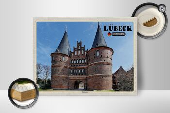 Panneau en bois villes Lübeck Allemagne Holstentor 40x30cm 2