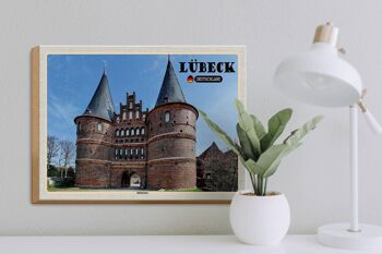 Panneau en bois villes Lübeck Allemagne Holstentor 40x30cm 3