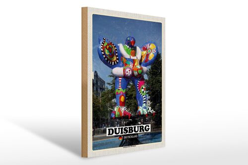 Holzschild Städte Duisburg Lebensretter-Brunnen 30x40cm