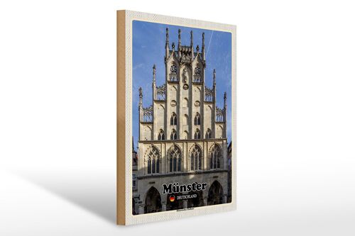 Holzschild Städte Münster historisches Rathaus 30x40cm