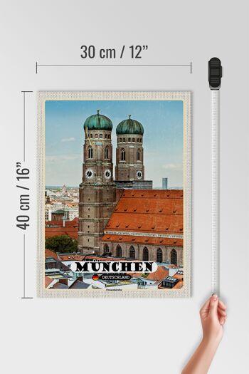 Panneau en bois villes Munich vieille ville Frauenkirche 30x40cm 4