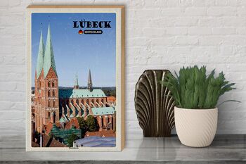 Panneau en bois villes Lübeck Allemagne Église Sainte-Marie 30x40cm 3