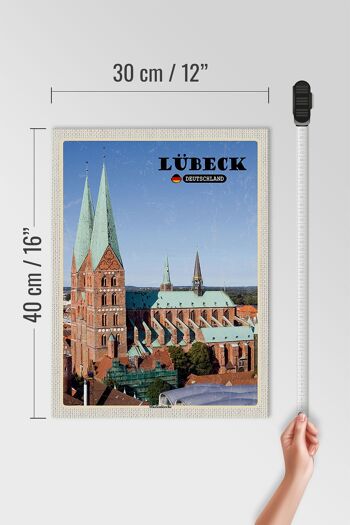 Panneau en bois villes Lübeck Allemagne Église Sainte-Marie 30x40cm 4