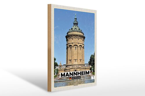 Holzschild Städte Mannheim Wasserturm Altstadt 30x40cm