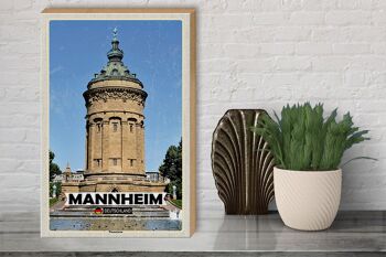Panneau en bois villes Mannheim château d'eau vieille ville 30x40cm 3