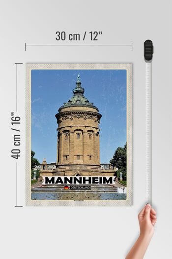 Panneau en bois villes Mannheim château d'eau vieille ville 30x40cm 4