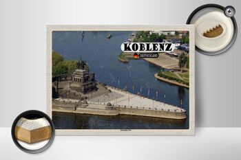 Panneau en bois villes Coblence Deutsches Eck court voyage 40x30cm 2