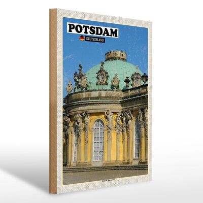 Cartello in legno città Potsdam Palazzo Sanssouci 30x40cm