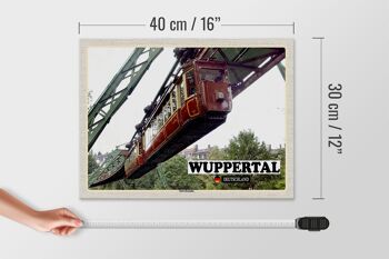 Panneau en bois villes Wuppertal Allemagne chemin de fer suspendu 40x30cm 4