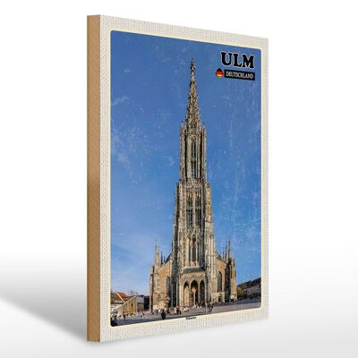Cartel de madera ciudades Ulm Alemania Münster 30x40cm