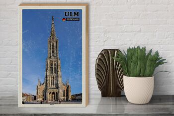 Panneau en bois villes Ulm Allemagne Münster 30x40cm 3