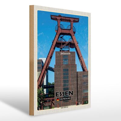 Cartello in legno città Essen Germania Zeche Zollverein 30x40cm