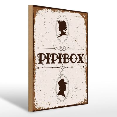 Cartello in legno con scritta Pipibox 30x40 cm