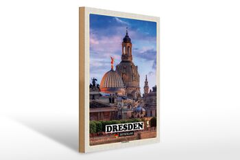Panneau en bois villes Dresde Allemagne Frauenkirche 30x40cm 1